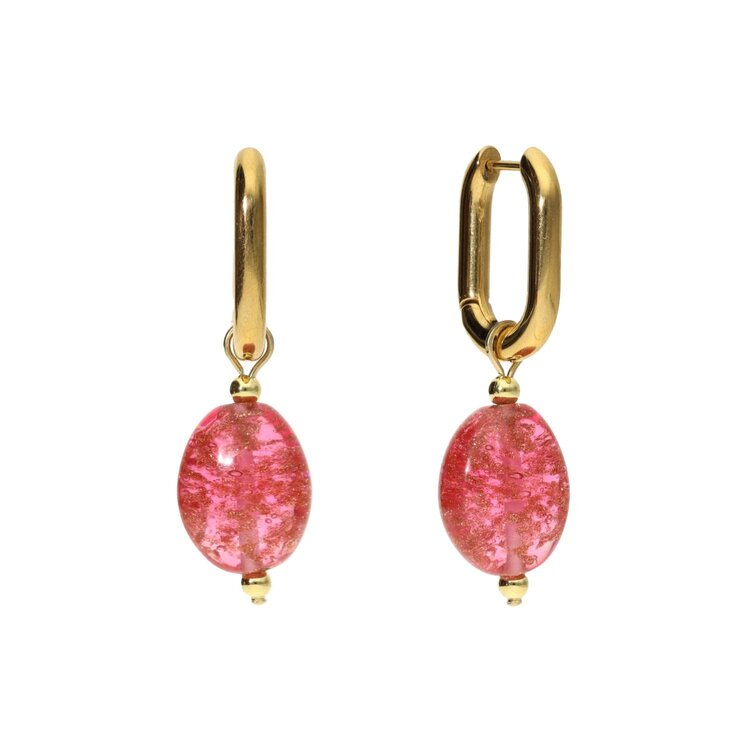 Camps&Camps Glass Bead Earrings - Light Rose Rond