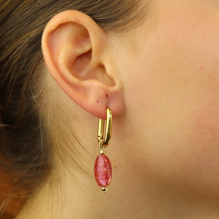 Camps&Camps Glass Bead Earrings - Light Rose Rond