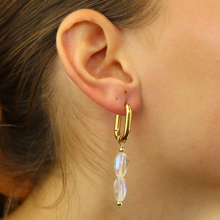 Camps&Camps Glass Bead Earrings - Crystal Dubbel