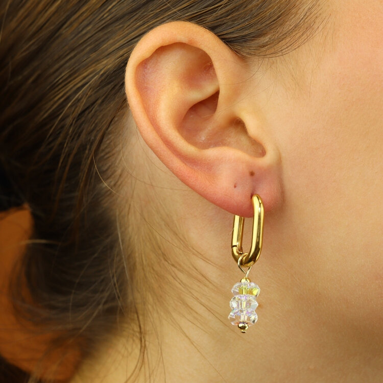 Camps&Camps Glass Bead Earrings - Crystal Driedubbel