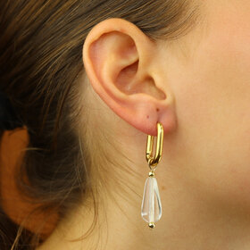 Camps&Camps Glass Bead Earrings - Crystal Langwerpig