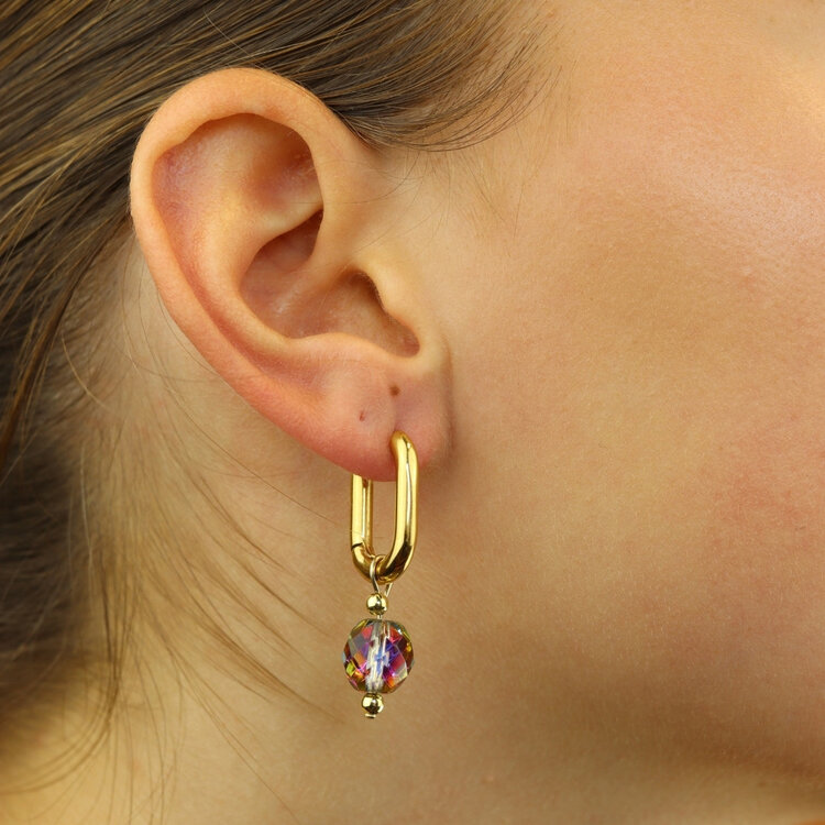 Camps&Camps Glass Bead Earrings - Electric blue metallic Rond