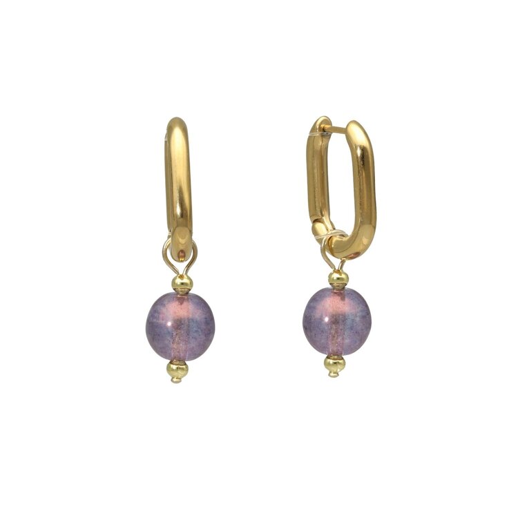 Camps&Camps Glass Bead Earrings - Amethyst Rond
