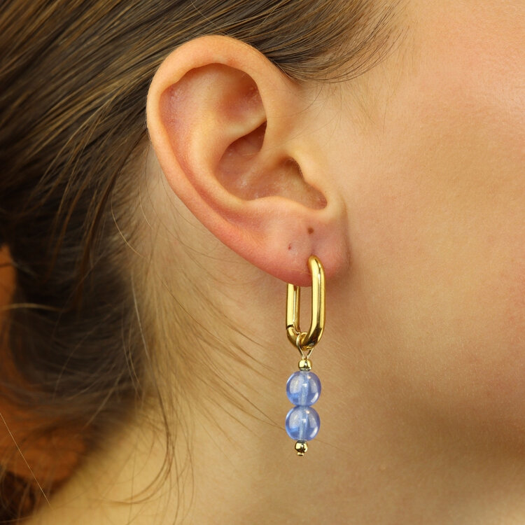 Camps&Camps Glass Bead Earrings - Light Sapphire Dubbel