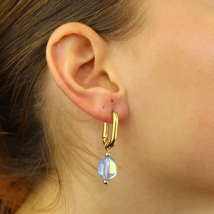 Camps&Camps Glass Bead Earrings - Light Sapphire Rond