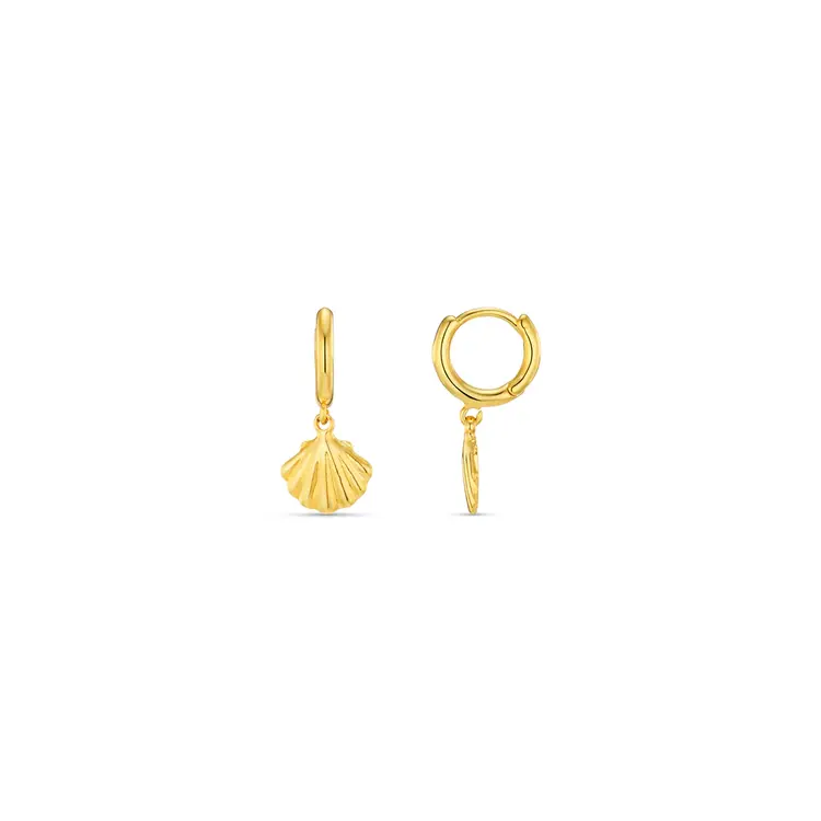 Orelia Shell Charm Micro Hoop - Pale Gold