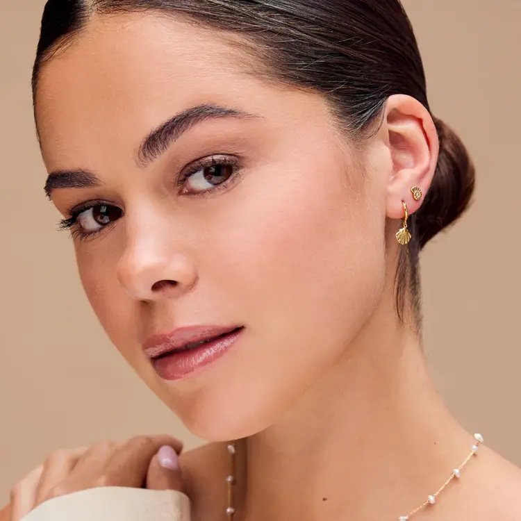 Orelia Shell Charm Micro Hoop - Pale Gold