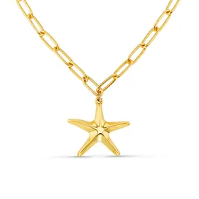 Orelia Statement Polished Starfish Chain Necklace - Pale Gold