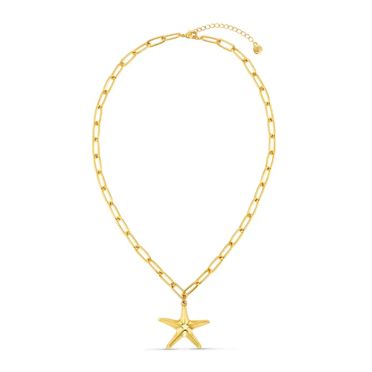 Orelia Statement Polished Starfish Chain Necklace - Pale Gold