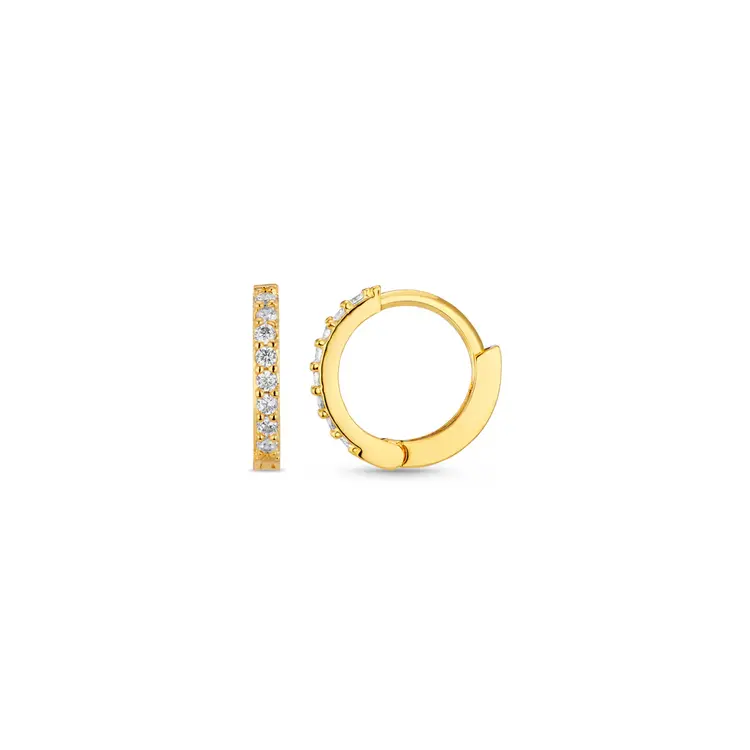 Orelia Pave Huggie Hoop 12 mm - Pale Gold