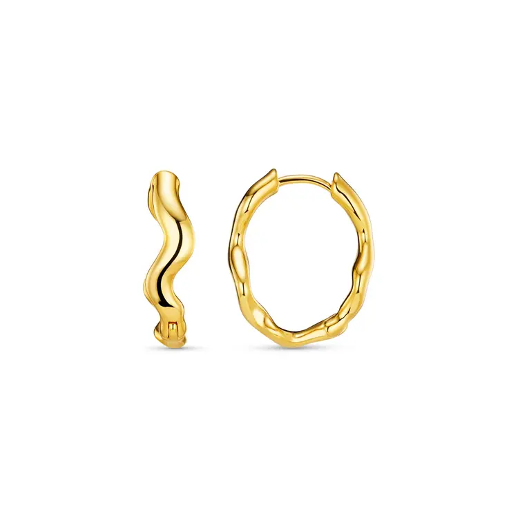 Orelia Organic Wave Oval Hoops - Pale Gold
