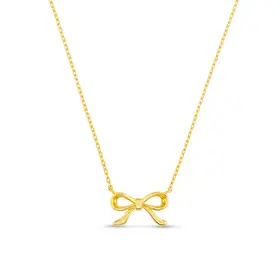 Delicate Bow Charm Necklace - Pale Gold