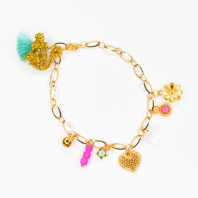 Feestbeest Bedelarm- enkelbandje Golden Heart