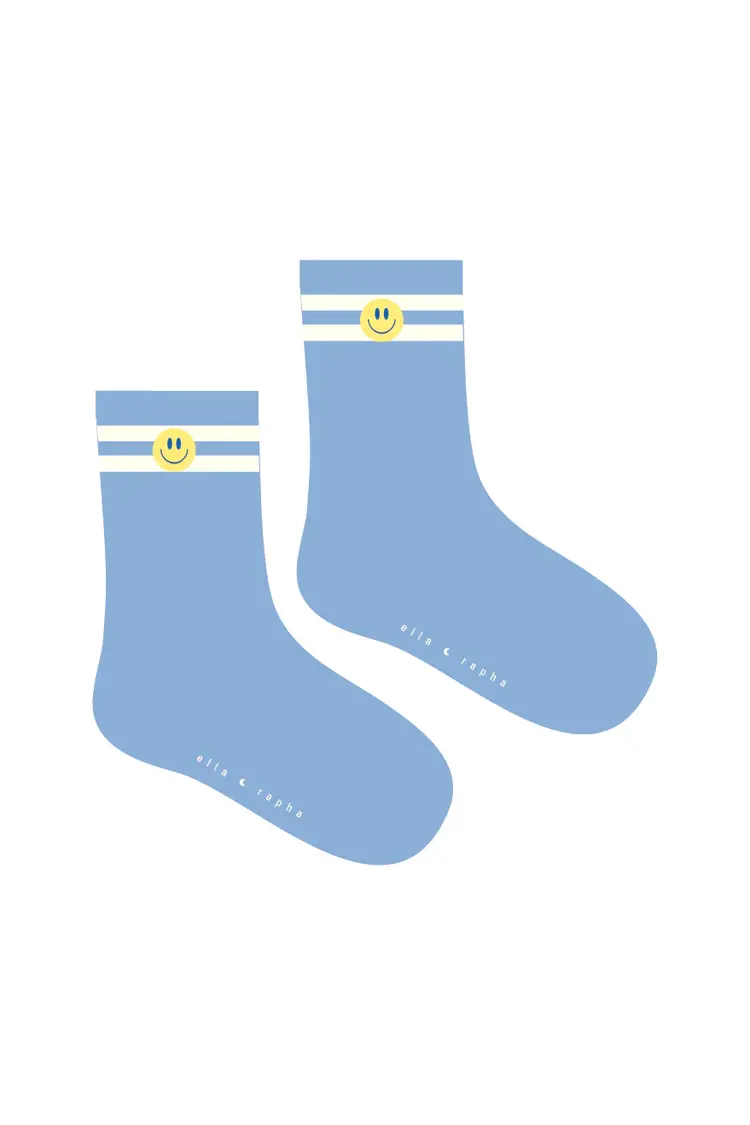 Elle and Rapha SMILEY sky blue - socks