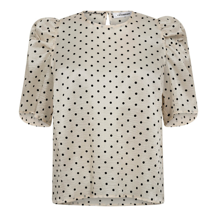 Co'Couture Dilan Dot SS Blouse - Powder