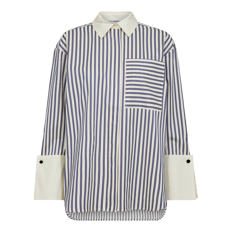 Co'Couture Samson Stripe Cuff Shirt - Navy