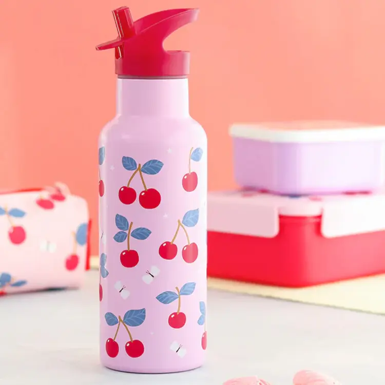 A Little Lovely Company RVS drinkfles kersen