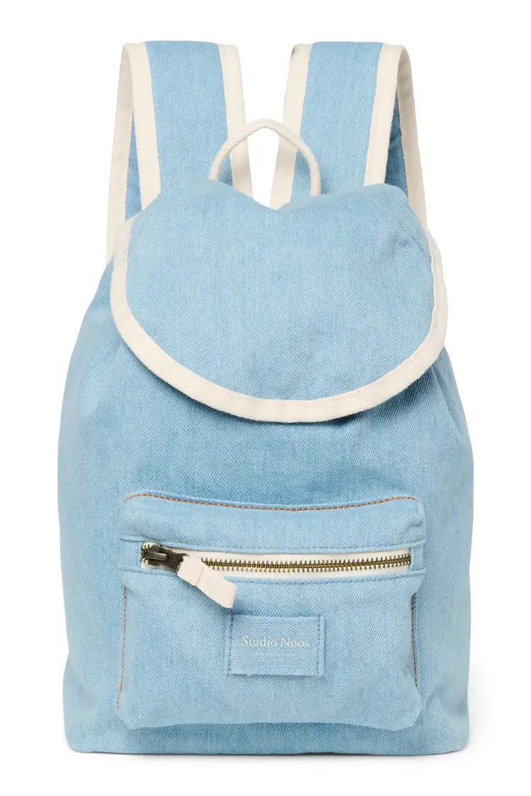 Studio Noos Denim Solid Midi Backpack Drawstring - Blue