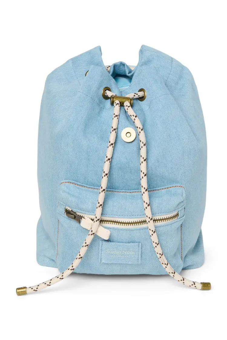 Studio Noos Denim Solid Midi Backpack Drawstring - Blue