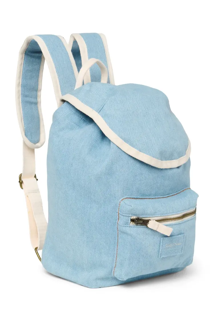 Studio Noos Denim Solid Midi Backpack Drawstring - Blue