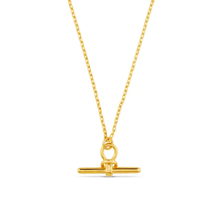 Dainty T-bar knot Necklace - Pale Gold