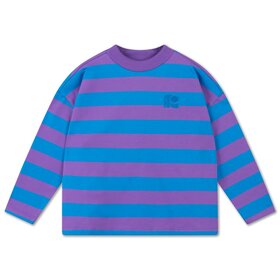Repose Oversized Boxy Sweater - Cool Pool Violet Stripe