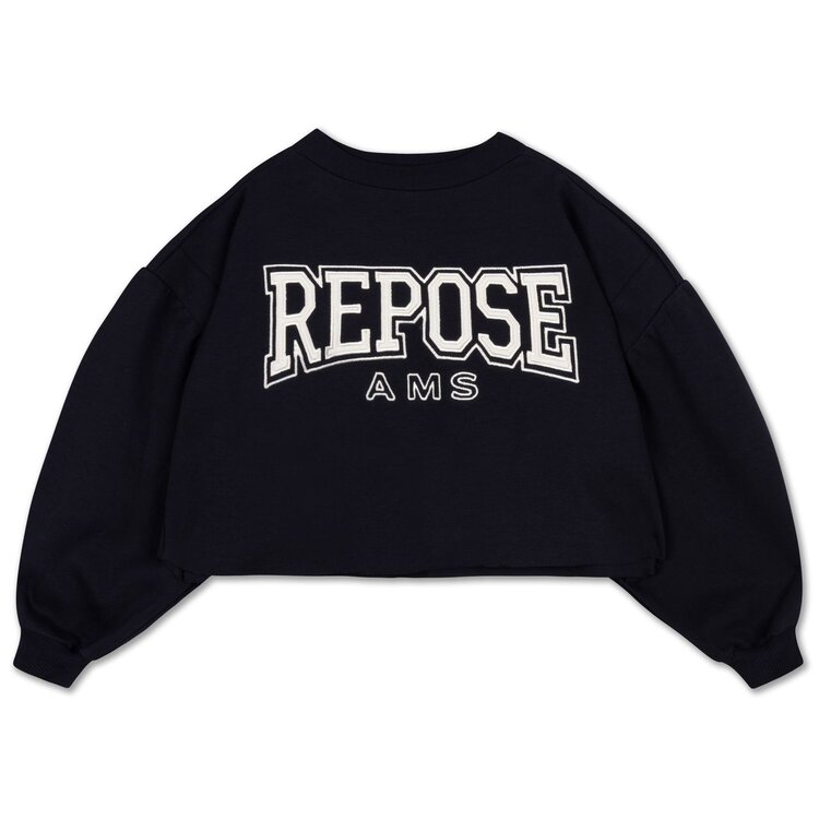 Repose Crop Heart Sweater - Graphite Night