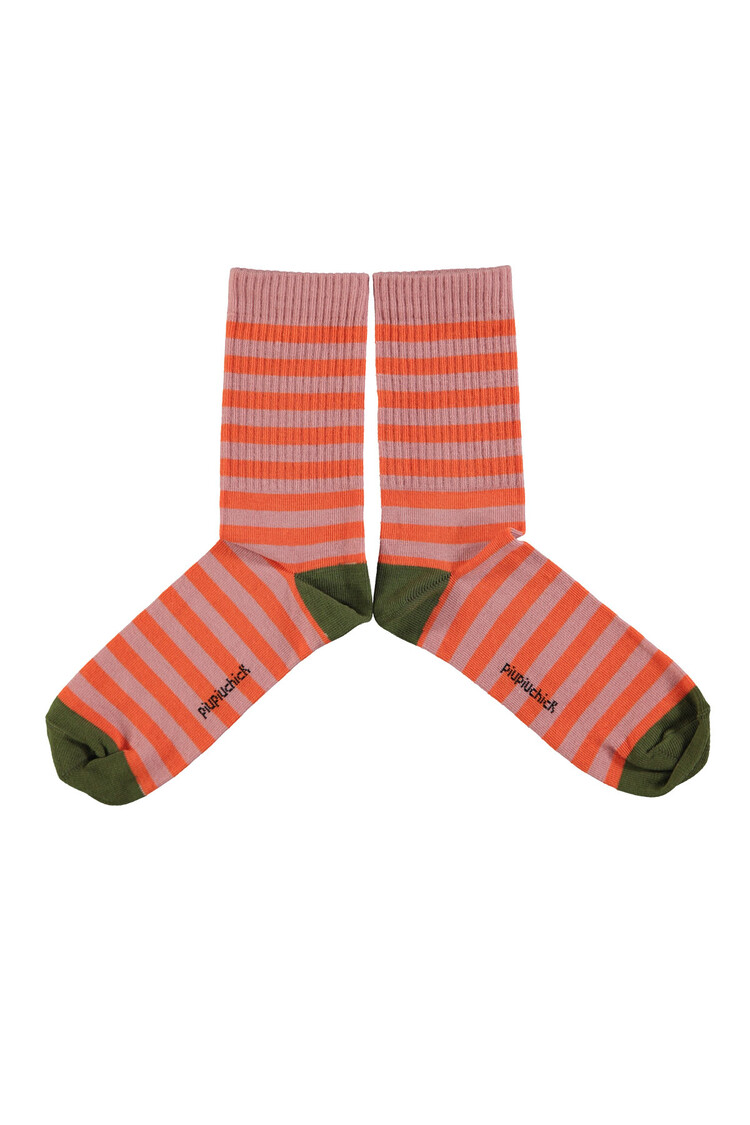 Piupiuchick Socks - pink & orange stripes