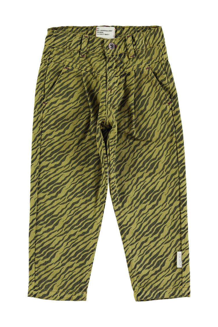 Piupiuchick Mom fit trousers - Olive green zebra print