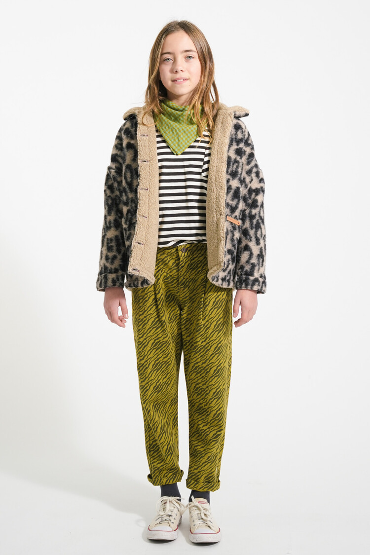 Piupiuchick Mom fit trousers - Olive green zebra print