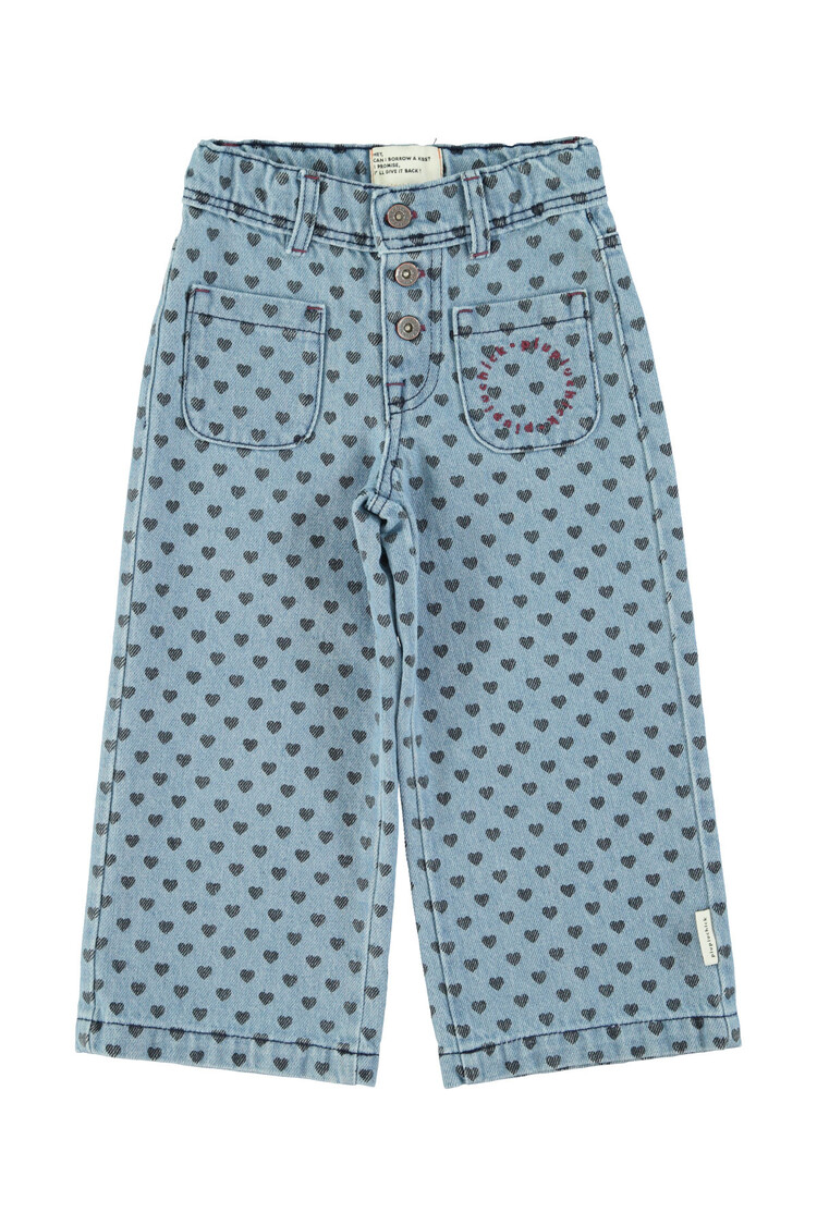 Piupiuchick Flare trousers - washed blue denim /black hearts
