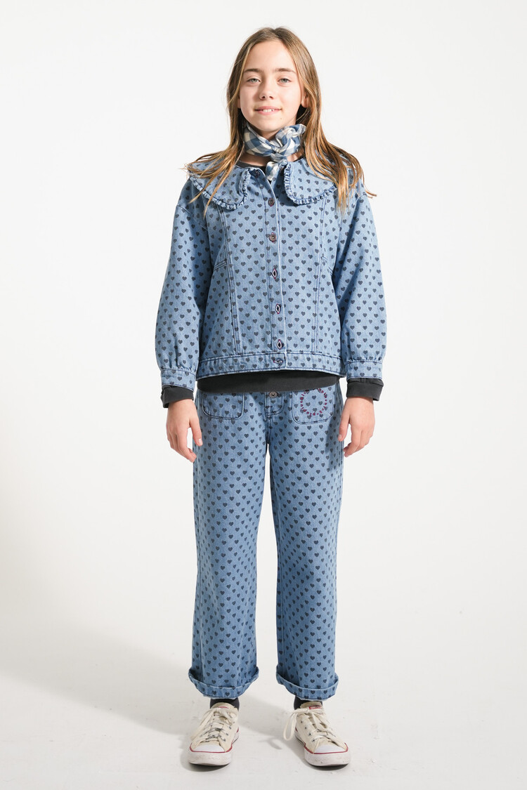 Piupiuchick Flare trousers - washed blue denim /black hearts