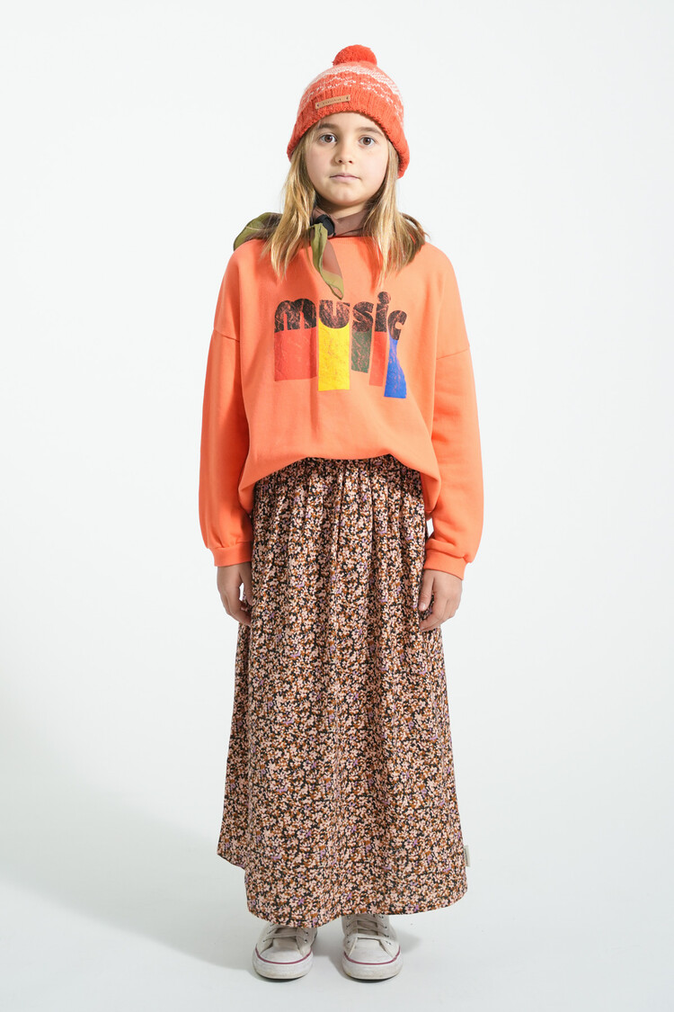 Piupiuchick Sweatshirt - orange w/ "music" print