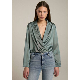 Homage Cross Over Blouse- Dark ice Green