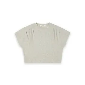 Homage Short Sleeve Sweater With Shoulder- Ecru Melange