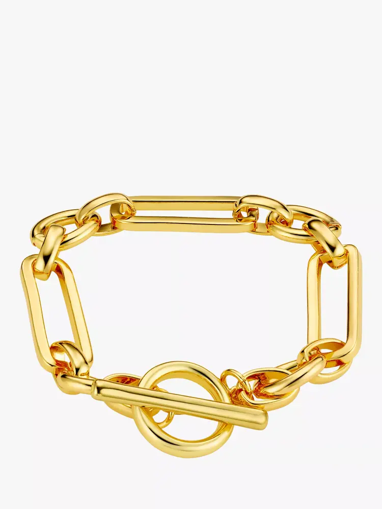 Rectangular link T-bar Bracelet - gold pl