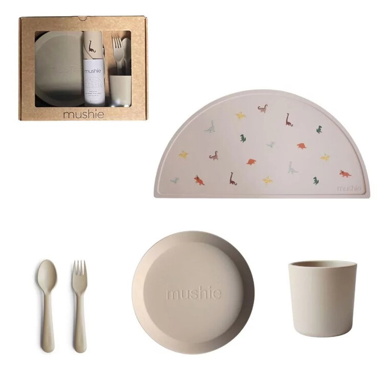 Mushie Giftbox Dinnerware Round - Vanilla