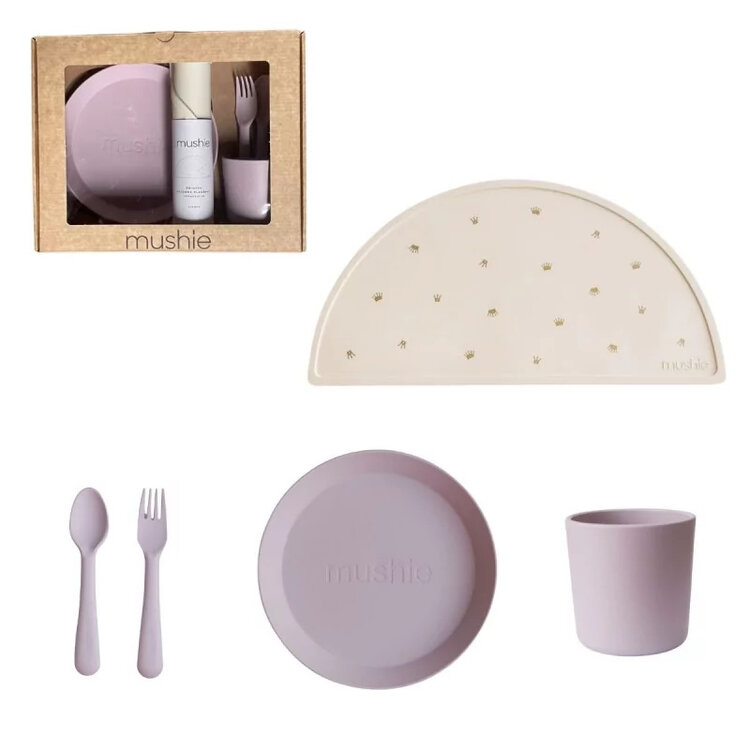Mushie Giftbox Dinnerware Round - Soft Lilac