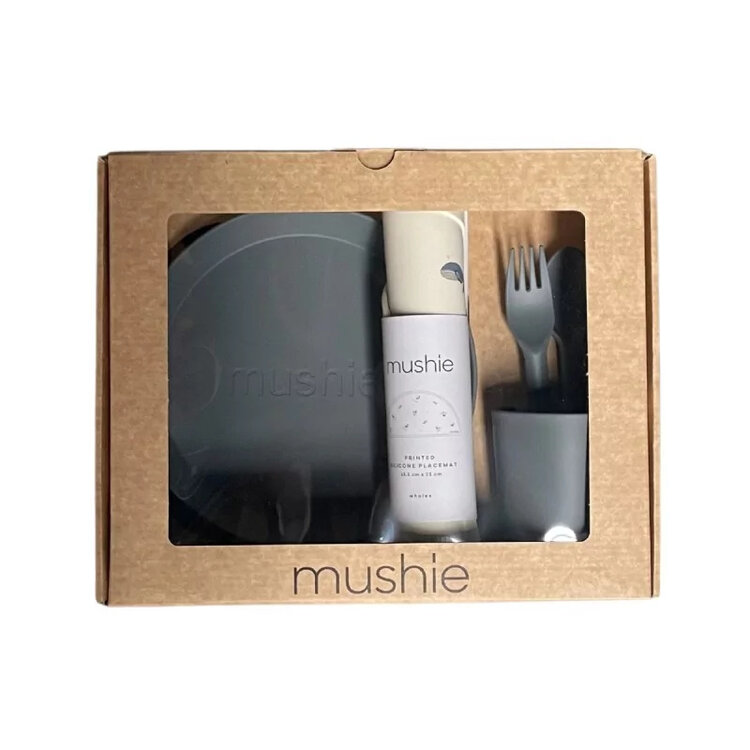 Mushie Giftbox Dinnerware Round - Smoke