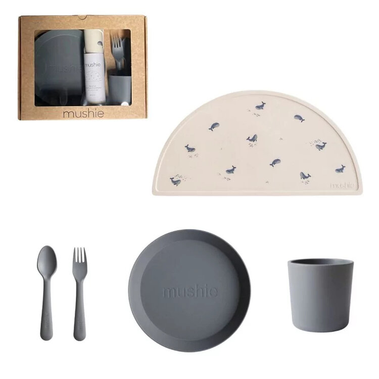 Mushie Giftbox Dinnerware Round - Smoke
