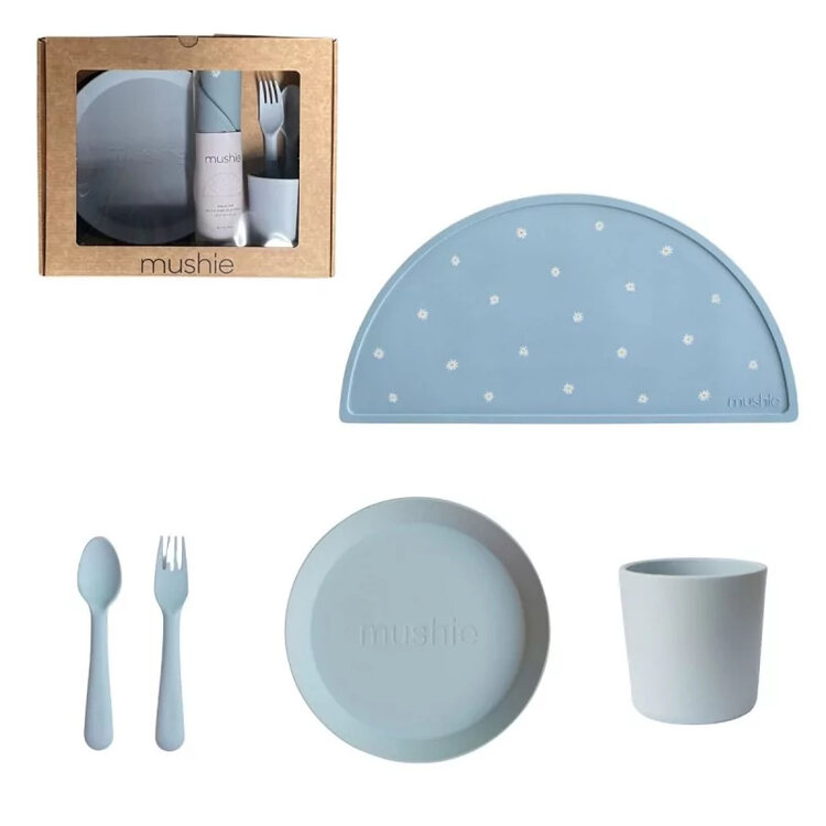 Mushie Giftbox Dinnerware Round - Powder Blue