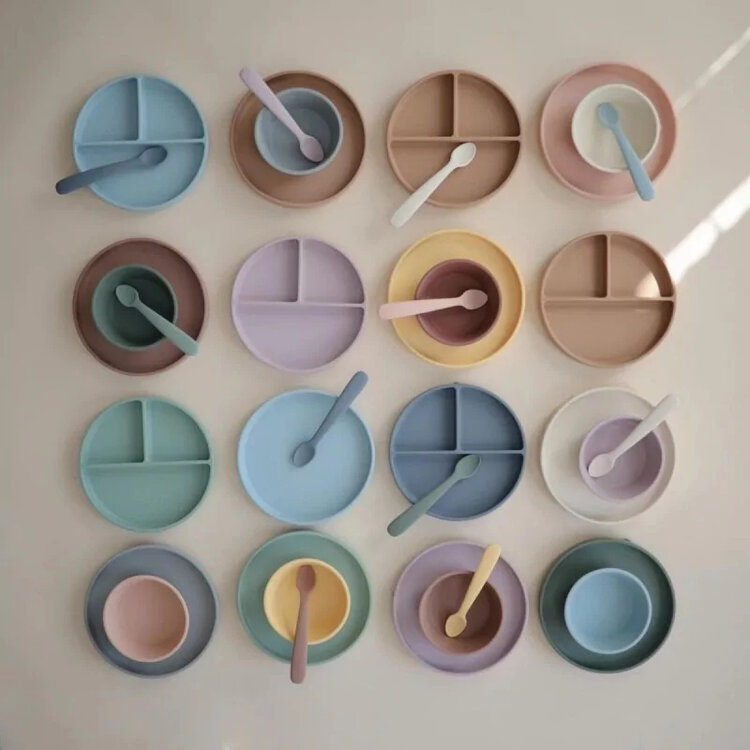 Mushie Silicone Plate - Powder Blue