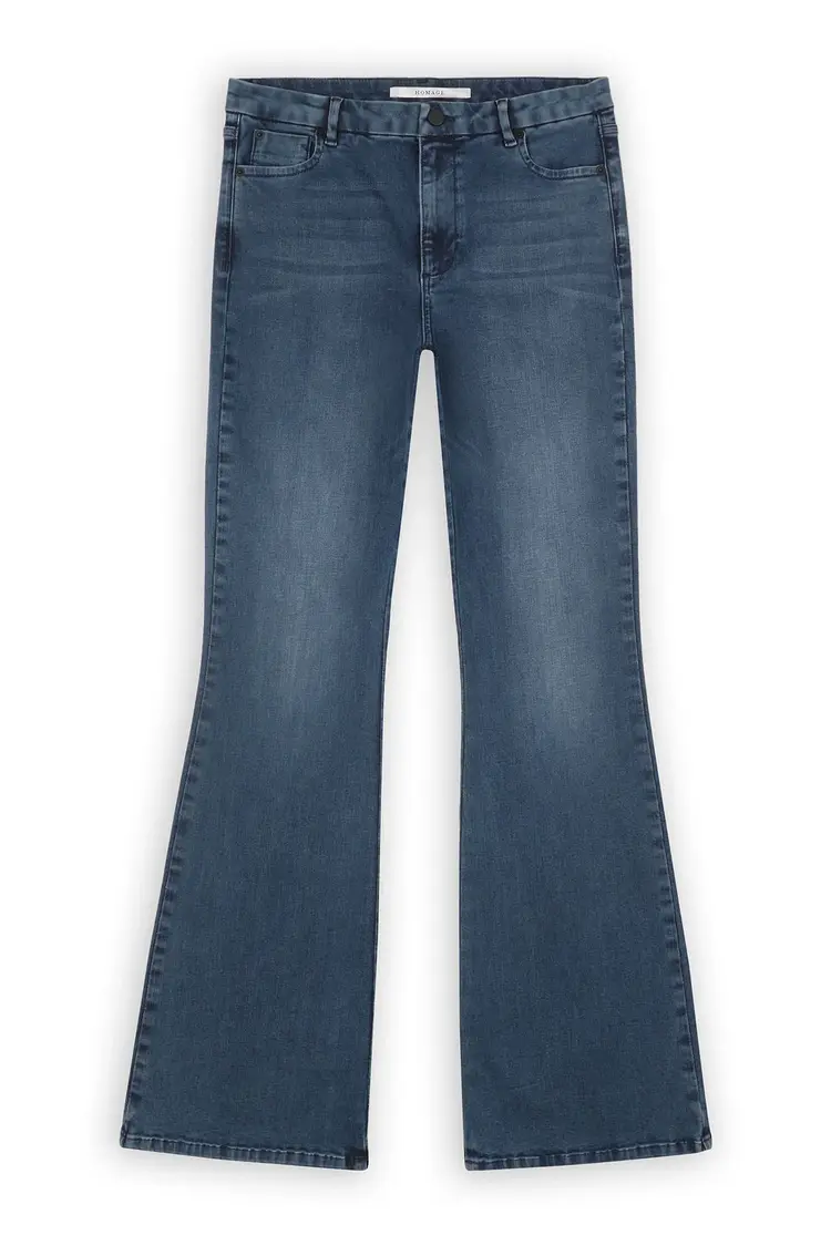 Homage Jane Clean Flared Jeans - Stormy Blue