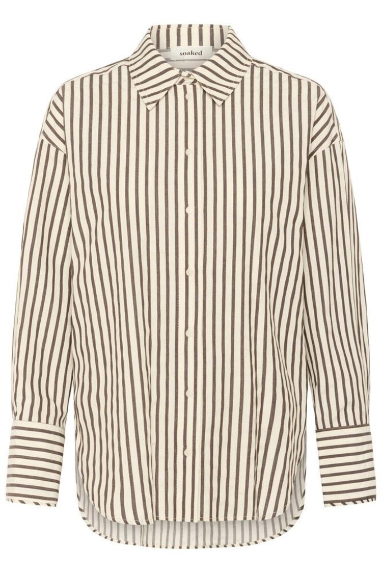 Soaked Toledo Shirt LS - White & Chocolat