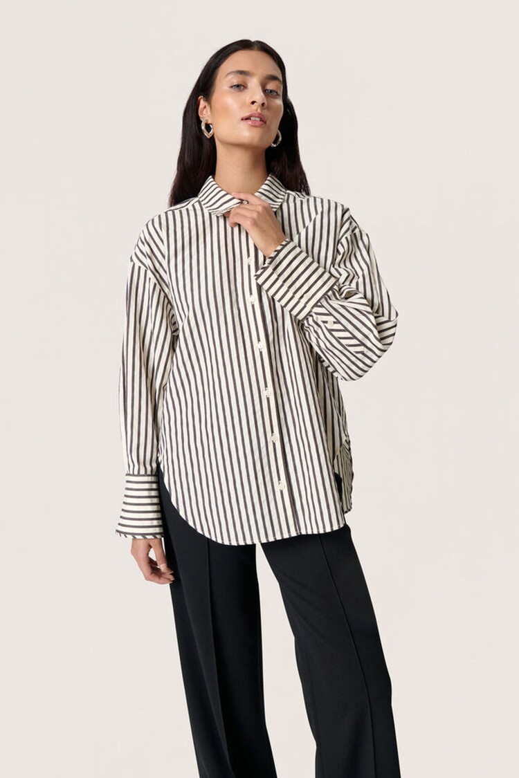 Soaked Toledo Shirt LS - White & Chocolat