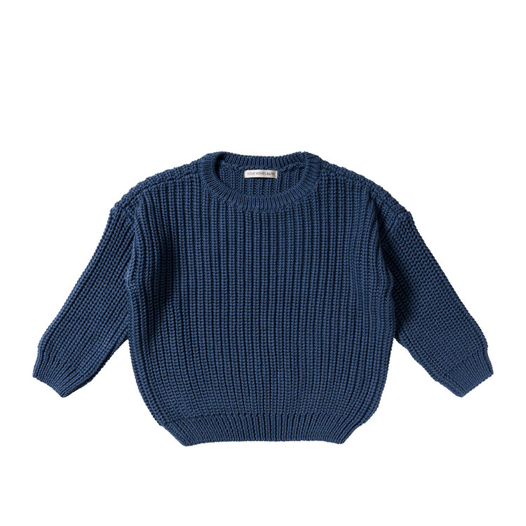 YourWishes Knit Chunky Sweater - Blue Wing Tale