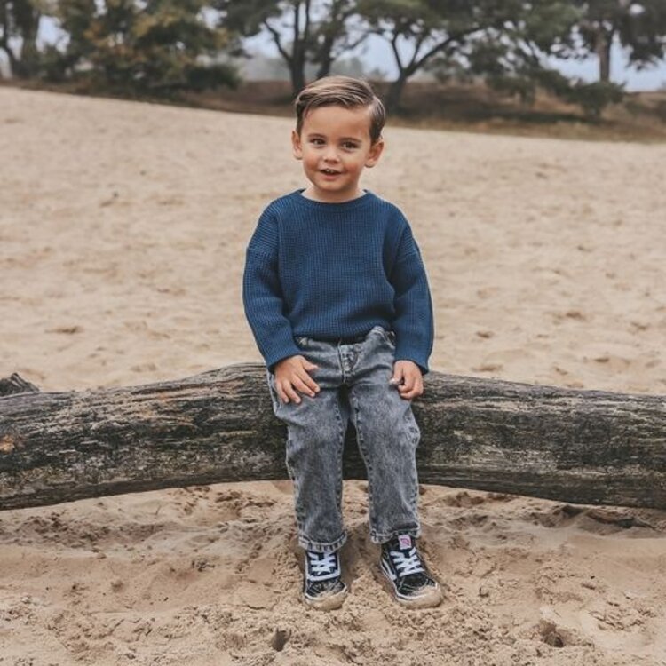 YourWishes Knit Chunky Sweater - Blue Wing Tale