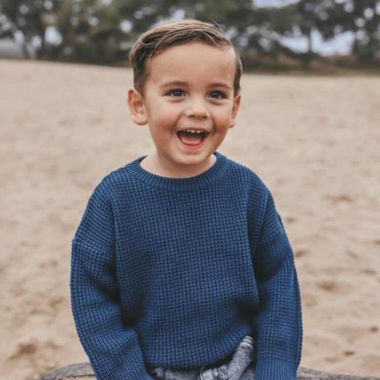 YourWishes Knit Chunky Sweater - Blue Wing Tale