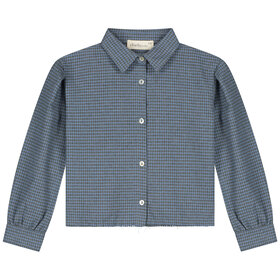 Charlie Petite Niki Blouse - Blue/Grey Checkered