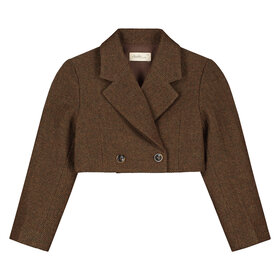 Charlie Petite Nora Cropped Blazer - Brown Melange